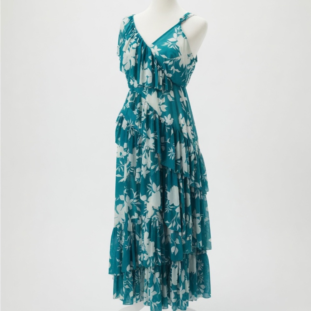 torrid Teal & White Floral Tiered Maxi Dress
